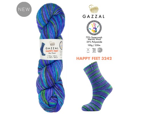 Пряжа Gazzal Happy Feet 3242