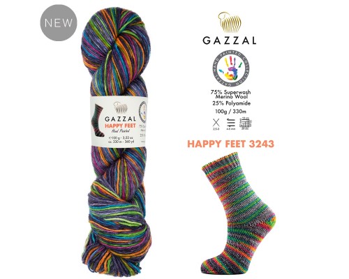 Пряжа Gazzal Happy Feet 3243