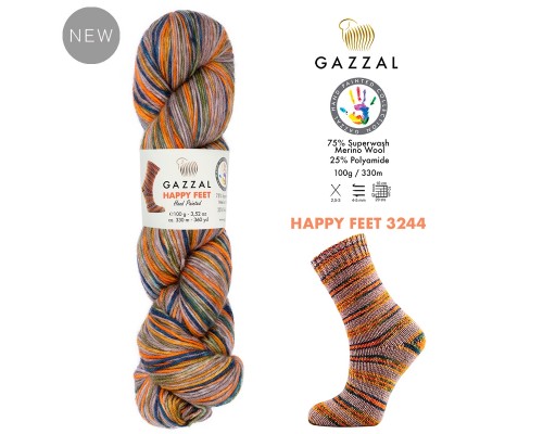 Пряжа Gazzal Happy Feet 3244