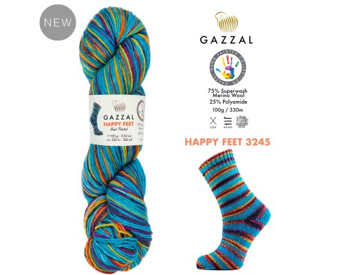 Пряжа Gazzal Happy Feet 3245