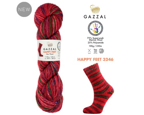 Пряжа Gazzal Happy Feet 3246