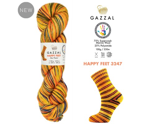 Пряжа Gazzal Happy Feet 3247