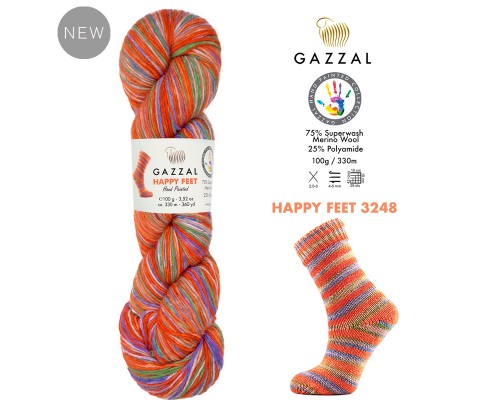 Пряжа Gazzal Happy Feet 3248