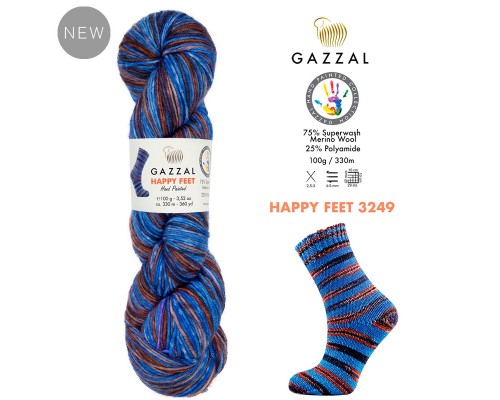 Пряжа Gazzal Happy Feet 3249