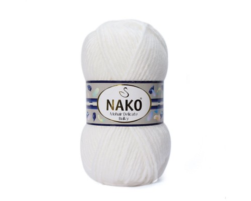 Пряжа Nako Mohair Delicate Bulky 208 (Белый)