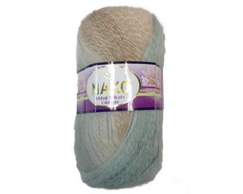 Пряжа Nako Mohair Delicate Colorflow 28093 (Бирюзово-Серый)