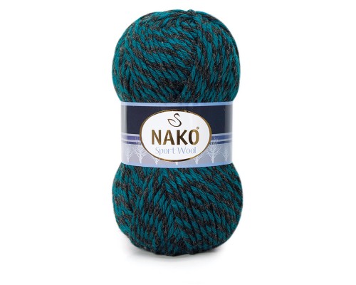 Пряжа Nako Sport Wool 21341 (Петрольный-Черно Mулине)