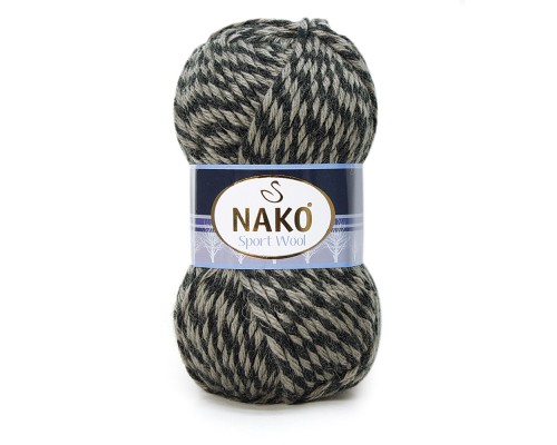 Пряжа Nako Sport Wool 21342 (Бежевый-Черно Mулине)