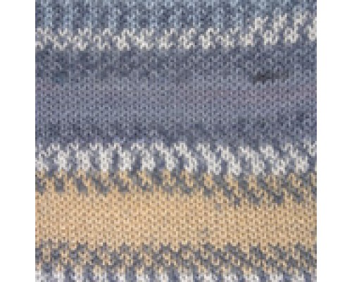 Пряжа Yarnart Crazy Color 125 (Серо-Голубой, Джинс, Песочный, Кремовый)