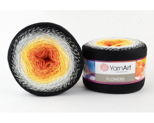 Пряжа Yarnart Flowers 259 (Розовый-Желтый-Белый-Серый-Черный)